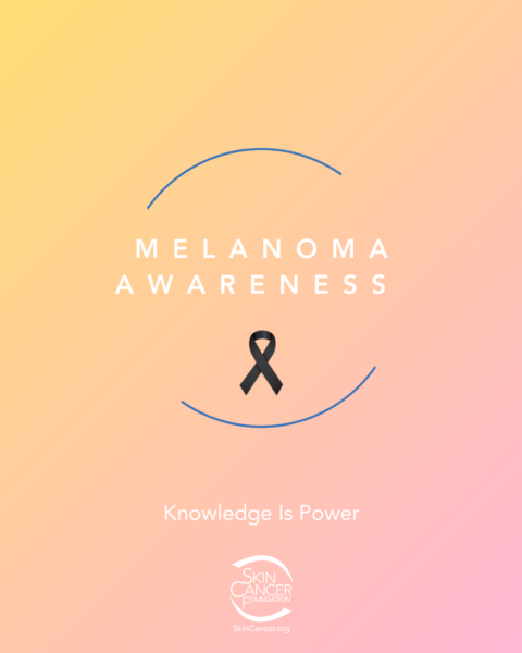 Melanoma Awareness graphic with a black awareness ribbon.