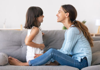 smiling mother with child