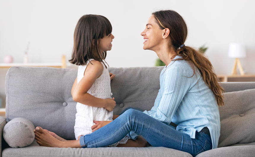 smiling mother with child