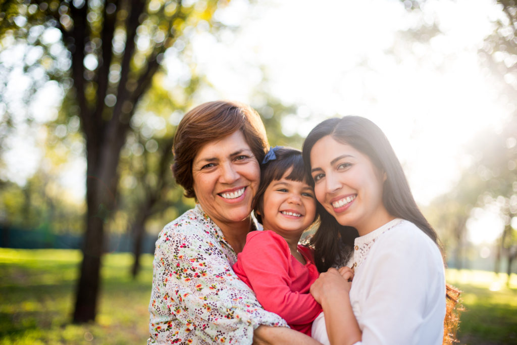 Beautiful hispanic three generation family