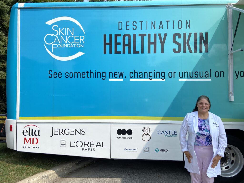 Our Destination Healthy Skin mobile screening and education program provided a record number of free skin cancer screenings in 2024. Over the course of six months, 68 physician volunteers performed 2,439 screenings and identified 1,009 potential skin cancers and precancers, including 86 melanomas.