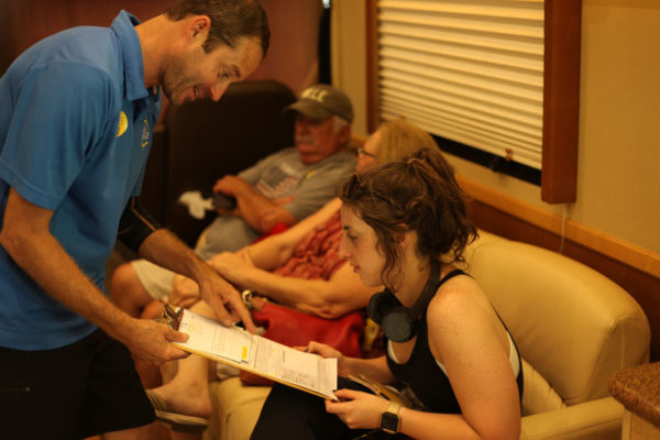 Participants waiting to get their skin checked.