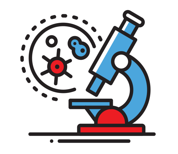 Blue and red microscope Icon